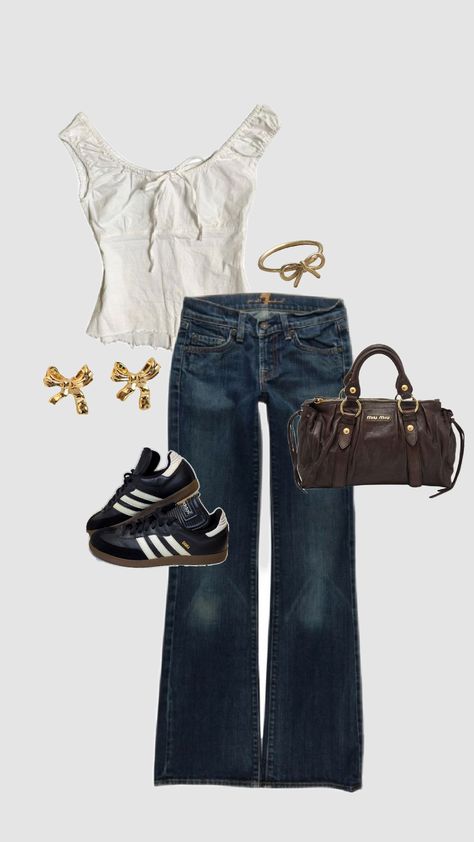 #white #fit #outfit #whitefit #sambas #bag White Sambas Outfit, Sambas Outfits, Samba Outfit, Downtown Girl, Fit Ideas, Outfit Inspo Fall, White Outfits, Fit Inspo, Samba