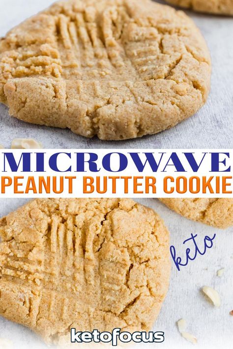 Craving a small and light dessert but don’t want to bake a dozen cookies? With this microwave peanut butter cookie, you can easily make a single serving of keto peanut butter cookie. This recipe makes exactly one cookie for one person so that you can enjoy dessert without munching on a dozen cookies by yourself. | @ketofocus #ketopeanutbuttercookies #easyketocookierecipes #almondflourcookies #easycookies Microwave Peanut Butter Cookie, Cookie For One, Low Carb Peanut Butter Cookies, Low Carb Cupcakes, Low Carb Cookies Recipes, Microwave Snacks, Butter Cookie Recipe, Keto Peanut Butter Cookies, Keto Peanut Butter