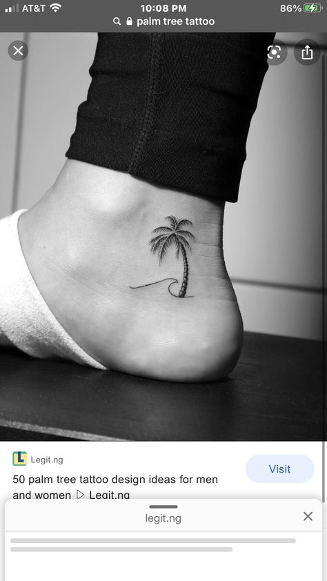 Palm Tree Tattoos For Women, Coastal Tattoos, Herz Tattoo Klein, Palm Tree Tattoo Ankle, Tropical Tattoo, Hawaii Tattoos, Simple Tattoos For Women, Small Tattoos For Women, Ankle Tattoos For Women