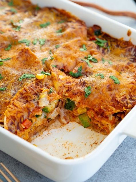 Mexican Lasagna With Tortillas, Mexican Beans And Rice, Mexican Lasagna Recipe, Mexican Lasagna Recipes, Magical Fruit, Corn Tortilla Recipes, Vegetarian Mexican Recipes, Canning Refried Beans, Beans Beans