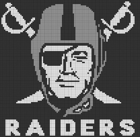 Oakland Raiders Crochet Blanket Pattern, Raiders Crochet Blanket Pattern, Raiders Cross Stitch Pattern, Raiders Blanket, Football Cross, Crochet Blanket Colors, Oakland Raiders Logo, Stitch Family, Crochet Letters