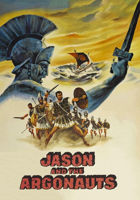 The mythical Greek hero sails through the Harpies and the rocks colliding with the Golden Fleece, protected by the Hydra. Ray Harryhausen, Jason And The Argonauts, Cinema Design, Art Musical, Golden Fleece, Shivaji Maharaj, Motion Animation, Adventure Movies, Fantasy Films