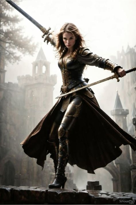 Swordswoman Outfit, Lady Assassin Aesthetic, Women Warrior Outfits, Female Warrior Aesthetic, Warrior Outfits Female, Warrior Princess Aesthetic, Medieval Female, Bar Jokes, Warrior Outfit