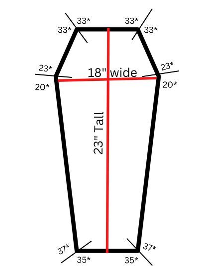 Coffin Shape Shelf Diy, 2ft Coffin Shelf Plans, Coffin Out Of Pallets, Diy Coffin Measurements, Wood Coffin Halloween, Diy Coffin Shelf Measurements, How To Build A Coffin Shelf, Coffin Shelf Plans, Wooden Coffin Diy