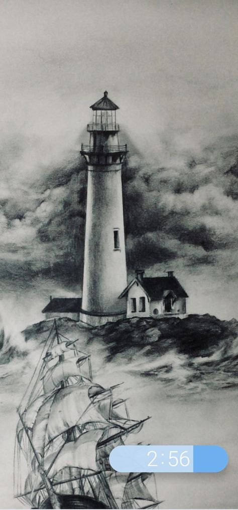 Light House Sketch, Lighthouse Pencil Drawing, Lighthouse Drawing Pencil, Lighthouse Drawing Sketch, Light House Drawing Sketches, Light House Sketches Pencil, Lighthouse On Cliff Tattoo, Lighthouse Drawings, Lighthouse Line Drawing