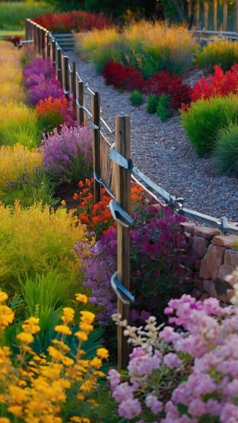 15 Creative Fence Line Landscaping Ideas to Upgrade Your Outdoor Space - Inspire Inlet Fence Line Landscaping Ideas, Fence Line Landscaping, Creative Fence, Florida Gardens, Landscaping Along Fence, Deck Fire Pit, Narrow Garden, Small Fence, Front Fence