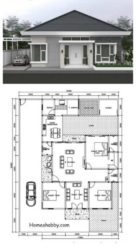 Modern Bungalow House Plans, Modern Bungalow House Design, Small Modern House Plans, Bungalow Style House, Bungalow Floor Plans, Bungalow Style House Plans, Unique Floor Plans, Little House Plans, Affordable House Plans