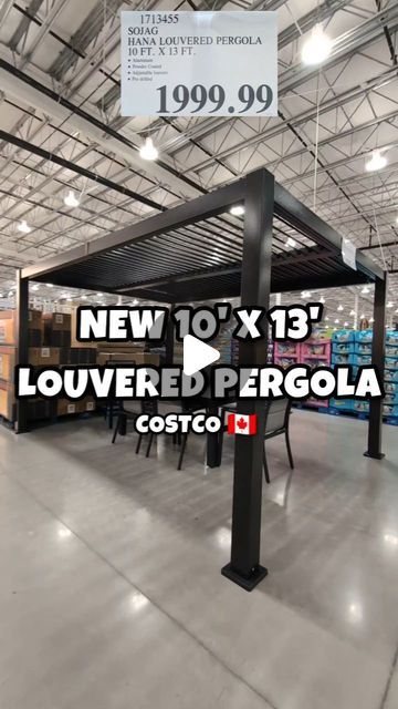 Mr. CME on Instagram: "New 10' x 13' Louvered Pergola at Costco 🇨🇦!

Aluminum powder coated construction, pre drilled holes and adjustable louvers!

$1,999.99 spotted at Costco NW Toronto (2260 Islington).

#costcocanada #costcomarkhameast #Costco #Costcohaul #MrCME #CostcoFinds #Costcoclearance #Costcoexclusive" Costco Pergola Ideas, Costco Pergola Outdoor Living, Costco Pergola, Costco Patio Furniture, Pergola Outdoor Living, Costco Finds, Louvered Pergola, Aluminum Pergola, Modern Tiny House