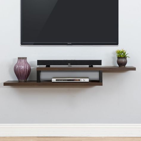 Martin Furniture Ascend Wall Mounted TV Shelf - TV Stands at Hayneedle                                                                                                                                                                                 More Mounted Tv Shelf, Tv Shelving, Wall Mount Tv Shelf, Hanging Tv, Mount Tv, Tv Shelf, Shelving Ideas, Tv Wall Decor, Stand Ideas