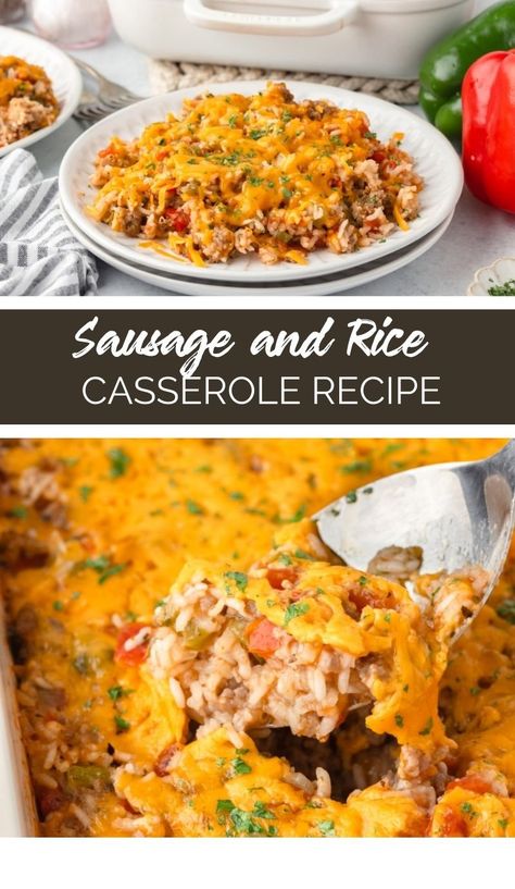 This Easy Sausage and Rice Casserole is the ultimate comfort food, packed with Italian sausage, rice, cheese, and perfectly seasoned! It’s an easy, one-pan dish that’s perfect for busy weeknights and sure to be a family favorite! Italian Sausage Rice, Italian Sausage And Rice, Crockpot Rice Recipes, Sausage And Rice Casserole, Sausage And Rice, Gluten Free Sausage, Sausage Rice, Spinach Rice, Crockpot Casserole