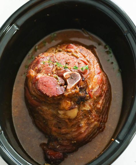 How To Cook A Shank Ham Crock Pot, Crockpot Shank Ham Recipes, Smoked Ham Shank Recipes Crock Pot, Cooks Shank Ham Recipes, Crockpot Ham Shank, Christmas Ham Recipes Slow Cooker, Baked Ham Recipes Crockpot, Ham Roast Recipes Crock Pot, Smoked Ham Crockpot Recipe