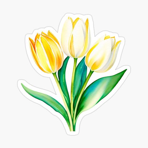 Get my art printed on awesome products. Support me at Redbubble #RBandME: https://www.redbubble.com/i/sticker/Watercolor-painting-of-yellow-tulip-by-Harmonysens/147912784.EJUG5?asc=u Yellow Scrapbook, Tulip Sticker, Yellow Stickers, Watercolor Tulips, Stickers Printable, Yellow Tulips, Scrapbook Stickers, Printable Stickers, Scrapbook Kits