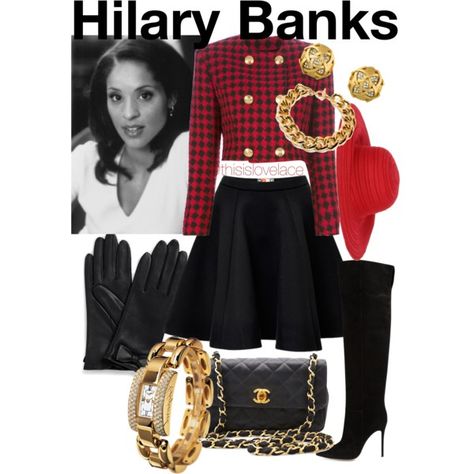 Mrs. Hilary Banks by andreya-lovelace on Polyvore featuring polyvore, fashion, style, MSGM, Versace, Gianvito Rossi, Chanel, Chopard, Ben-Amun and Tory Burch Hilary Banks Outfits, Hilary Fresh Prince, Fresh Prince Outfits, Hilary Banks, Old School Fashion, Lookbook Inspiration, Outfit 90s, Stylish Work Attire, 90s Fashion Outfits