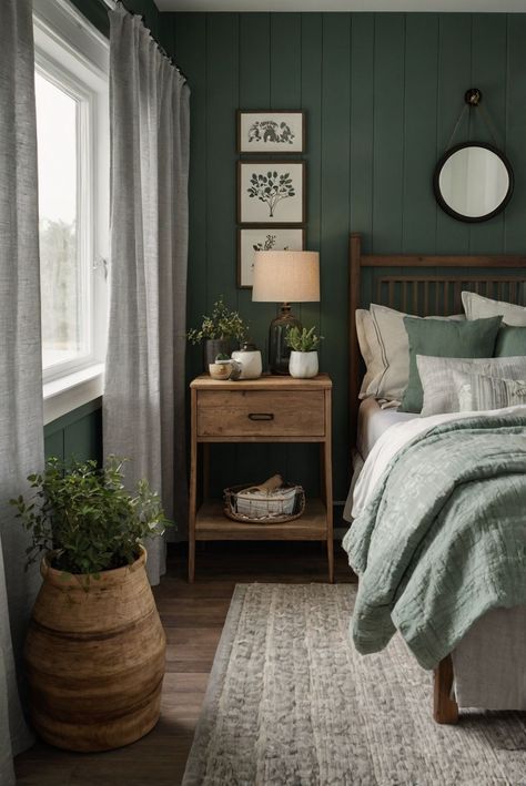 Curious about how curtains and drapes can transform a bedroom's color palette? Dive in for expert insights and design tips.
#ad  


#Colortrend
#wallpaint2024
 #color2024
 #DIYpainting
 ##DIYhomedecor
 #Fixhome Green Room With Curtains, Sw Rosemary Bedroom, Green Painted Walls Bedroom, Cozy Bedroom Ideas Green, Green Bedroom Inspirations, Serenity Bedroom, Grey Curtains Bedroom, White Wall Bedroom, Solid Wood Kitchen Cabinets