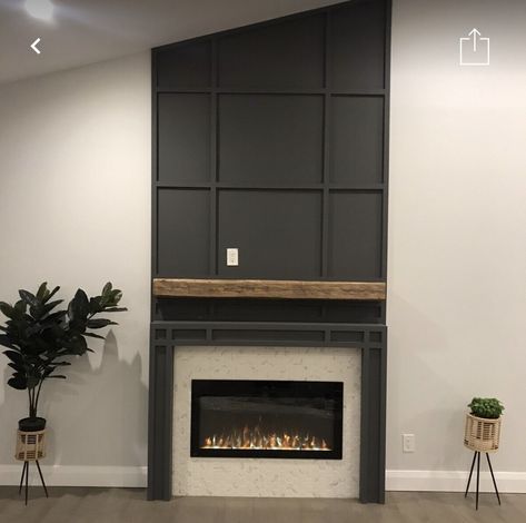 Black Fireplace Wall With Tv, Camp Fireplace, Updating Fireplace, Fireplace Basement, Black Fireplace Wall, Bathroom Curtains Ideas, Black Tile Fireplace, Explore Decor, Diy Shiplap Fireplace