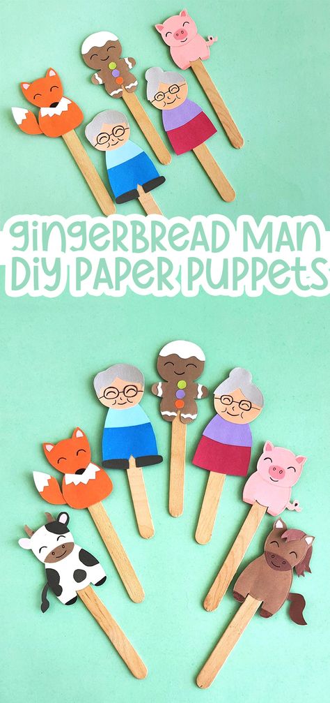 Gingerbread Man Puppets Free Printable, Gingerbread Man Free, Gingerbread Story, Gingerbread Man Template, Gingerbread Man Story, Flannel Stories, Gingerbread Man Crafts, Fox Diy, Gingerbread Man Activities