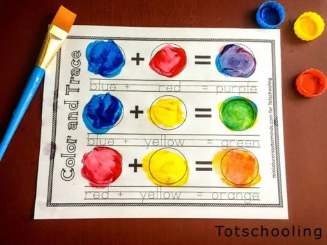 Color Mixing Activity Pack | Totschooling - Toddler, Preschool, Kindergarten Educational Printables Color Activities Kindergarten, Preschool Color Theme, Learning Colors Preschool, Kindergarten Architecture, Preschool Painting, Preschool Color Activities, Kindergarten Colors, Activities Kindergarten, Kindergarten Art Projects