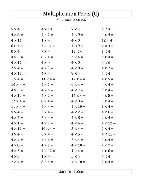 Multiplication Drills, Free Multiplication Worksheets, Times Tables Worksheets, Printable Multiplication Worksheets, Multiplication Facts Worksheets, Math Multiplication Worksheets, Multiplication Worksheet, Math Fact Worksheets, Math Addition Worksheets