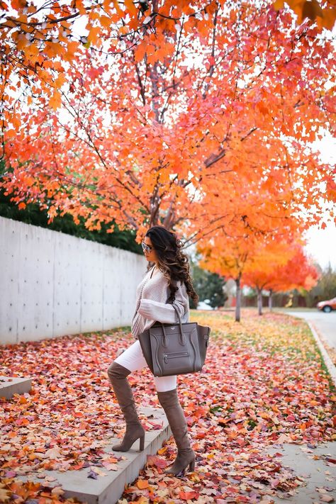 Neon Trees & Leaves (+the best sweater, ever!) Brown Knee Boots, Neon Trees, Women Fall Outfits, Chicwish Skirt, Emily Gemma, The Sweetest Thing, Brown Scarves, Sweetest Thing, Layering Outfits