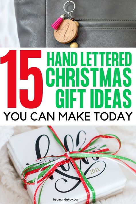 15 DIY Gift Ideas that you can make with your own hand lettering style. #giftideas #diy #handlettering #letteringstyles #calligraphy Hand Lettered Gifts, Calligraphy Crafts To Sell, Hand Lettering Projects, Calligraphy Projects To Sell, Calligraphy Projects Ideas, Holiday Hand Lettering, Christmas Hand Lettering Ideas, Calligraphy Gift Ideas, Lettering Crafts