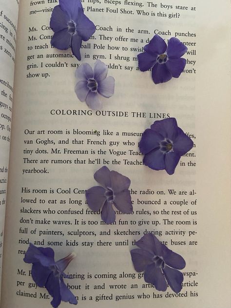 periwinkle flowers spread out on page of book. the book is speak page 77. My Little Pony Aesthetic, Pony Aesthetic, Light Purple Wallpaper, Periwinkle Flowers, Purple Aura, Violet Aesthetic, My Favorite Books, Purple Vibe, Lavender Aesthetic