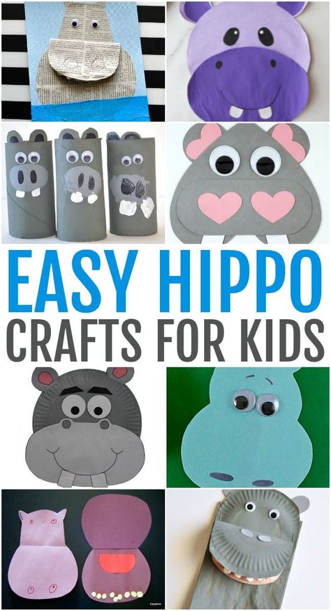 Make your own hippo crafts with easy arts and crafts instructions for kids, teens, and preschoolers. Hippo Craft, Hippo Party, Hippo Crafts, Zoo Animal Crafts, Craft Instructions For Kids, 56th Birthday, January Crafts, Crafty Decor, K Crafts