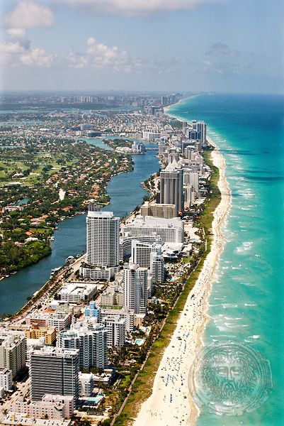 Miami Beach Coast, Florida. Florida Beaches, Beach Florida, South Beach, Aruba, Barbados, Crete, Places Around The World, Miami Beach, Aerial View