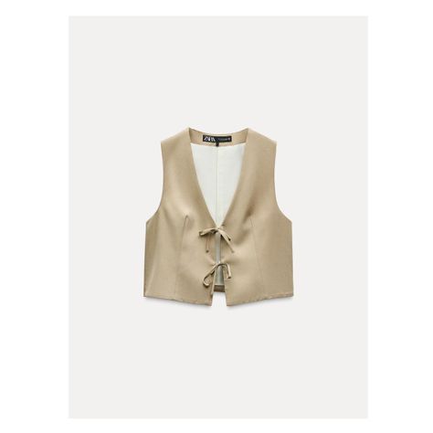 V-neck vest. Front closure with ties. Simpul Pita, Brown Vest, Bow Shorts, Short Vest, Beauty Sale, Womens Vest, Pita, Bags Women, Zara