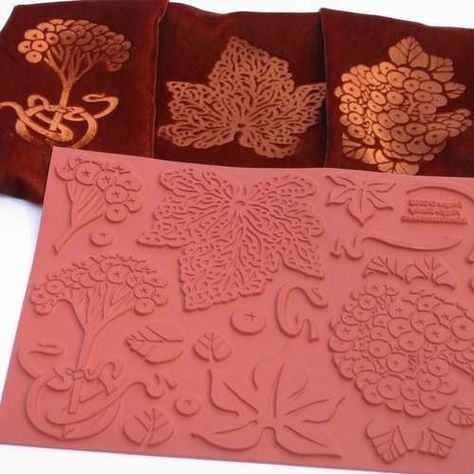 Emboss Velvet with Rubber Stamps - we have loads of rubber stamps at home, and I love this idea