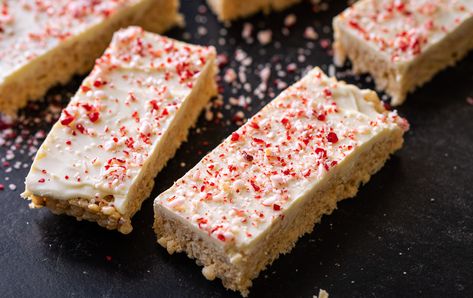 Rice Krispies Recipe, White Chocolate Peppermint, Rice Krispie Cereal, Peppermint Candy Cane, Meal Delivery Service, Chocolate Peppermint, Mini Marshmallows, Peppermint Candy, White Chocolate Chips