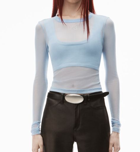 Alexander Wang Top, Mesh Long Sleeve Top, Women Long Sleeve Tops, Mesh Long Sleeve, Sheer Top, Alexander Wang, Long Sleeve Top, Women Long Sleeve, Sleeve Shirt