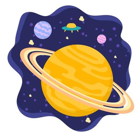 Solar System Clipart, Kindergarten Classroom Themes, Space Party Decorations, Space Classroom, Astronaut Birthday, Saturn Planet, Space Theme Party, Flat Background, Planets Art