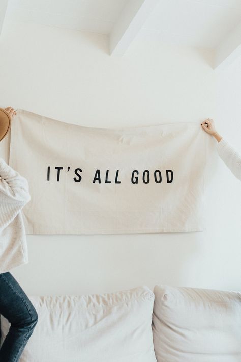 Canvas Flag, Canvas Banners, Carly Jean Los Angeles, Canvas Banner, Garage Makeover, Denim Dresses, Its All Good, Be Strong And Courageous, Fabric Banner