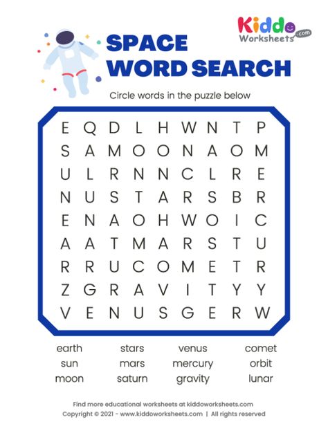 Free Printable Space Word Search Worksheet - kiddoworksheets Different Types Of Stars, Solar System Word Search Free Printable, Space Math Worksheets, Space Theme Worksheets, Space Word Search, Space Activities For Second Grade, Space Math Activities, Space Activities For Elementary Students, Space Homeschool