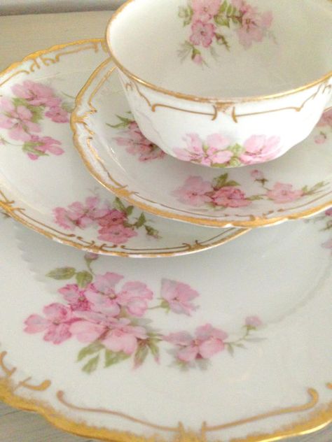 Tea Etiquette, French China, Shabby Chic Tea, Collectible China, Through The Decades, Antique Dishes, Pretty China, China Set, French Porcelain