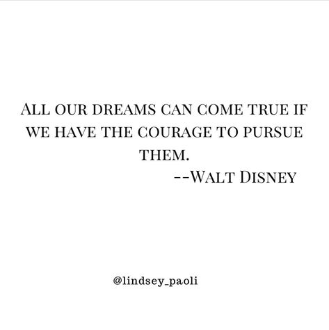 "All our dreams can come true if we have the courage to persue them." -Walt Disney ~ Reminder: Anything is possible. ~ Step One: Believe in possiblity ~ Step Two: Find courage to start ~ Step Three: Endure it not looking how you envisioned at first try, falling on your face several times, and create a persistent mindset to stay at it Four: Dream Come True ~ It ain't easy, but it's possible. If it were easy, everyone would do it. But YOU can. Its The Possibility Of Having A Dream Come True, If It Were Easy Everyone Would Do It, Ig Quotes, A Dream Come True, Anything Is Possible, Dream Come True, A Dream, Walt Disney, Do It