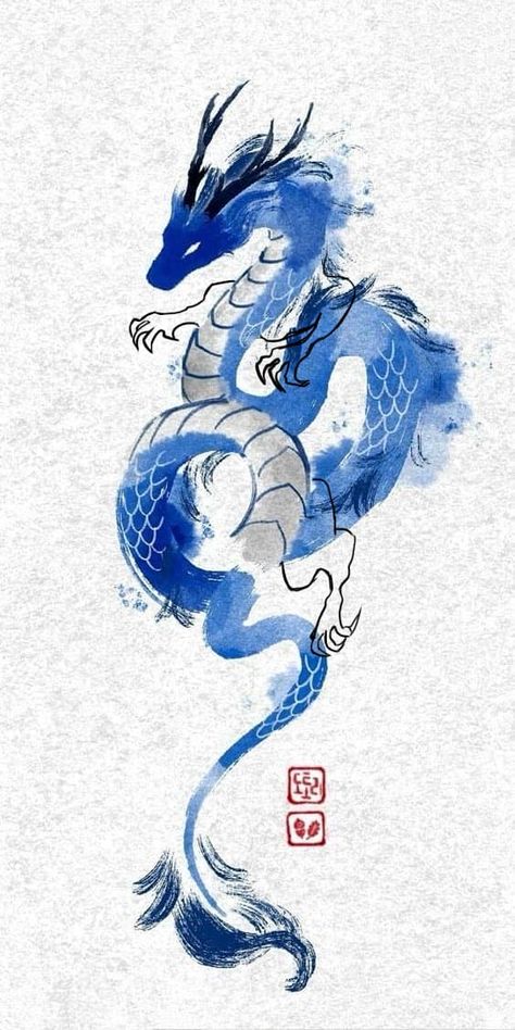 Blue Dragon Tattoo Design, Lung Dragon Art, Blue Dragon Painting, Tattoo Dragon Japan, Dragon Art Wallpaper, Dragon Art Drawing, Dragon Wallpapers, Blue Dragon Tattoo, Chinese Dragon Drawing