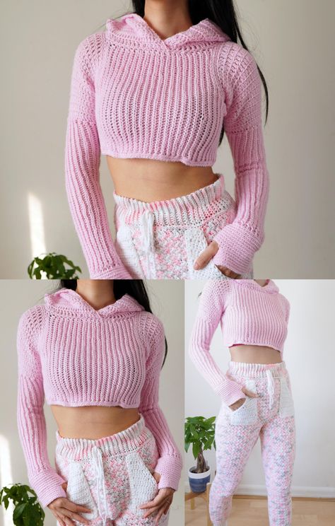 Crochet Hoodie, Gilet Crochet, Beachy Outfits, Crochet Crop Top Pattern, Mode Crochet, Clothes Crochet, Hoodie Pattern, Crochet Tops Free Patterns, Crochet Clothes For Women