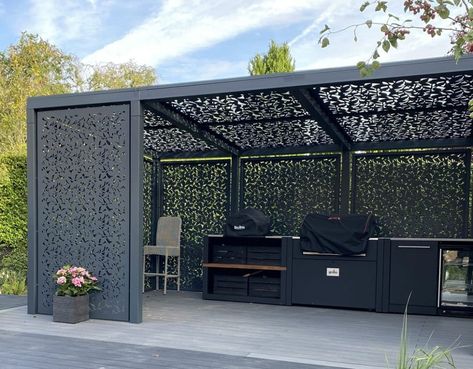 Pergolas Square Pergola, Pergola Kits Uk, Cantalievered Pergola, Louvred Pergola Uk, Glass Roofing, Metal Pergola, Glass Roof, Corten Steel, Room Types