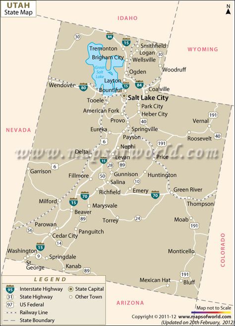 Map of Utah Utah Map, Ogden Utah, Geography Map, Cedar City, America Map, United States Map, Usa Map, State Map, Wall Maps