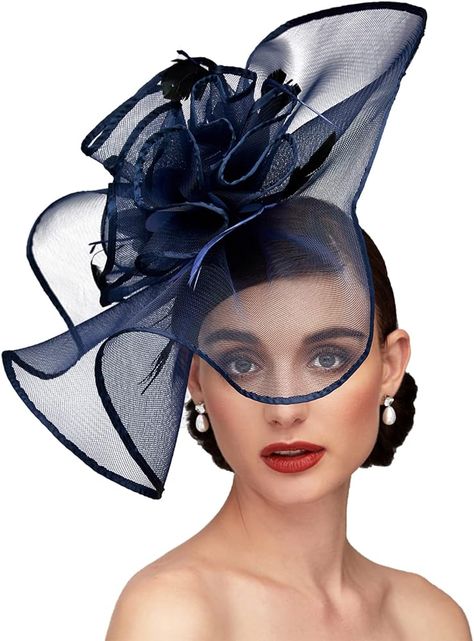 TS Fascinators Hat with Mesh Feather Hair Clip Tea Party for Wedding Cocktail Party or Special Occasion(Dark Blue) at Amazon Women’s Clothing store Party For Wedding, Special Occasion Hats, Derby Outfits, Wedding Cocktail Party, Feather Hair Clips, Feather Hair, Kentucky Derby Hats, Cocktail Hat, Wedding Cocktail