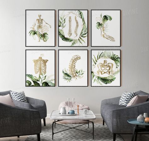 Chiropractic Wall Art Chiro Clinic Decor Spine Human Anatomy - Etsy Australia Chiropractic Office Aesthetic, Chiropractic Office Design Receptions, Chiropractic Office Decor, Psychology Office Decor, Chiropractic Art, Chiropractic Office Design, Psychology Office, Skeleton Poster, Poster Medical