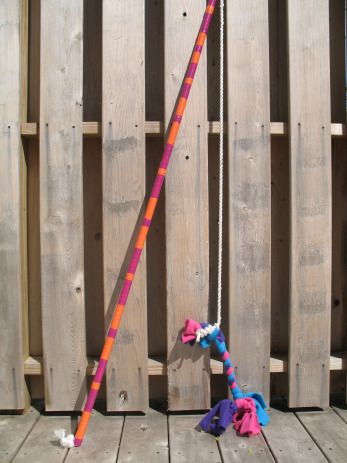 Flirt Pole  Dog toy and training device (and no, you DON'T smack him with the pole!)  Think giant cat toy, but for dogs. Flirt Pole For Dogs, Russian Toy Terrier, Aggressive Dogs, Giant Cat, Diy Dog Toys, Dog Puzzles, Dog Exercise, Aggressive Dog, Dog Crafts