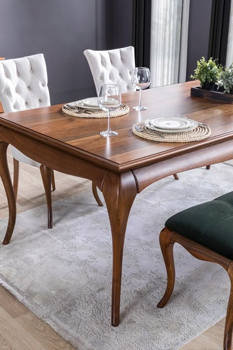 Daining Tebel Wooden, Contemporary Dinner Room, Wooden Dining Table Modern, Dining Room Glam, Sofa Table Design, Tea Table Design, Table Design Modern, Wooden Dining Table Designs, Dining Table Design Modern