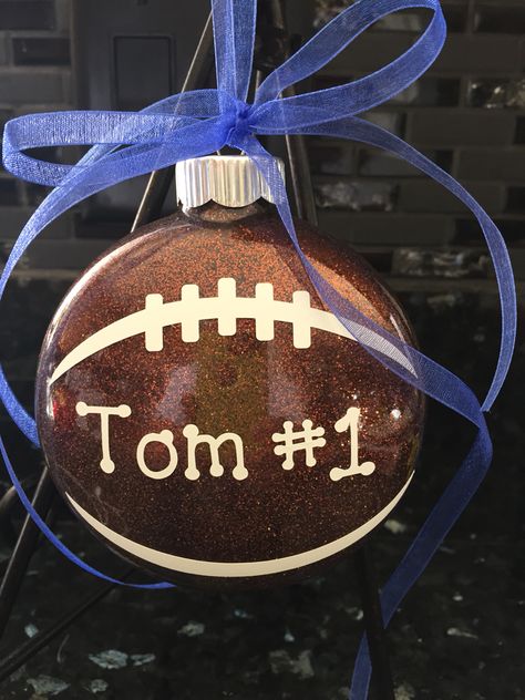 Football ornament $10 Football Christmas Ornaments, Basketball Ornaments, Felt Football, Deco Mesh Wreath Tutorial, Football Ornaments, Unicorn Christmas Ornament, Soy Wax Candles Diy, Christmas Fair Ideas, Deco Mesh Wreaths Tutorials