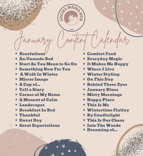 January Vlog Ideas, Photo Content Ideas For Instagram, New Year Content Ideas Instagram, January Content Calendar, January Post Ideas, January Social Media Posts, Easter Content Ideas, January Instagram Ideas, January Social Media Ideas