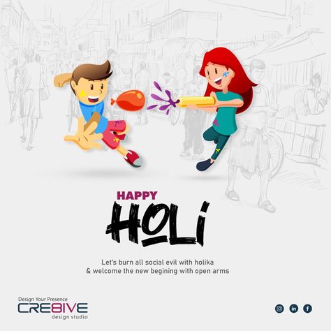 Happy Holi Post, Holi Creative Post, Holi Post, Social Evils, Creative Post, Brochure Design Creative, Holi Wishes, Happy Holi, Festival Design