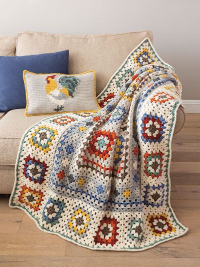 Classic Granny Square, Granny Square Haken, Sunburst Granny Square, Annie's Crochet, Crocheted Blanket, Granny Square Afghan, Crochet Blanket Designs, Crochet Granny Square Blanket, Granny Square Blanket