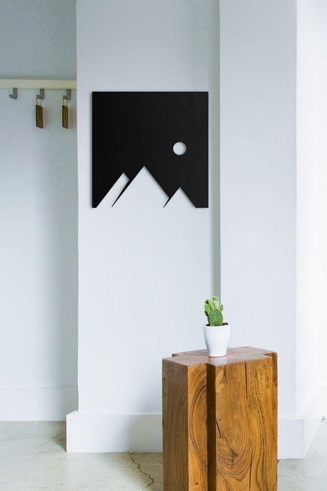 Mountain Silhouette, Metal Wall Decor, Original, Aesthetic Room Decor, Minimalist, Modern, Trendy, Wall Art, Housewarming, New Home Gift Laser Cut Gifts, Laser Cut Wall Art, Room Decor Minimalist, Original Aesthetic, Laser Cut Decor, Steel Wall Art, Mountain Silhouette, Silhouette Wall Art, Mild Steel