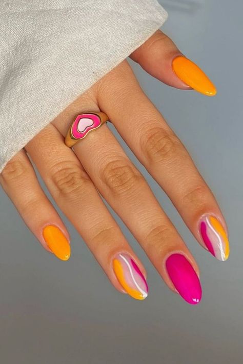 Classy Nail Art Ideas, Neon Nails, Orange Nails, Elegant Nails, Classy Nails, Chic Nails, Stiletto Nails, Perfect Nails, Design Design